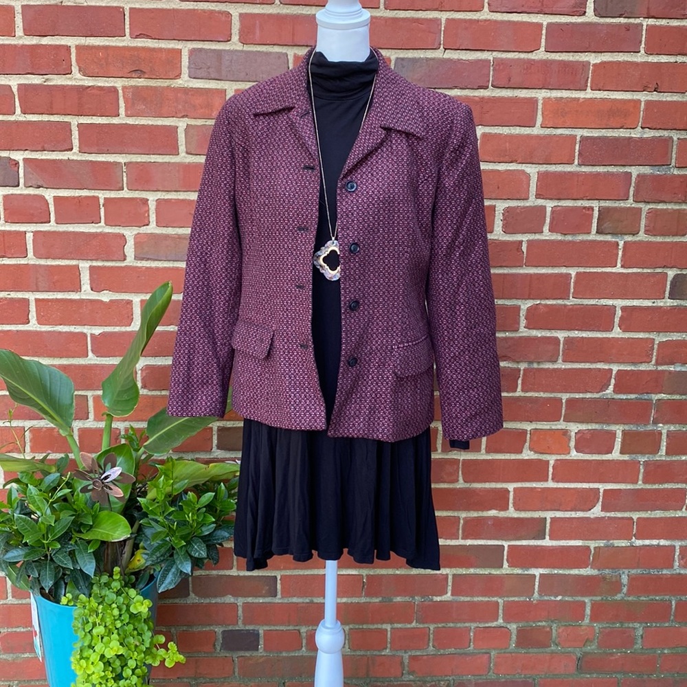 Pink, red and black patterned vintage blazer